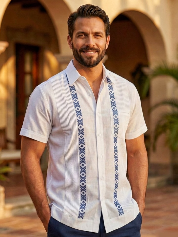 Guayabera azul marino para boda Monterrey